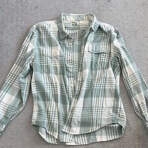Madewell Mint and White Plaid Shirt